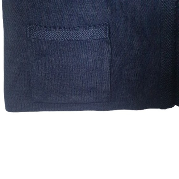 Size 10 Vintage West Germany Navy Wool Mix Knit Waistcoat Pockets - Picture 2 of 8
